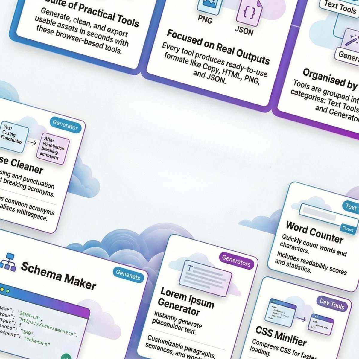 Showing hammersuite tools overview with generators, counters, and schema utilities.